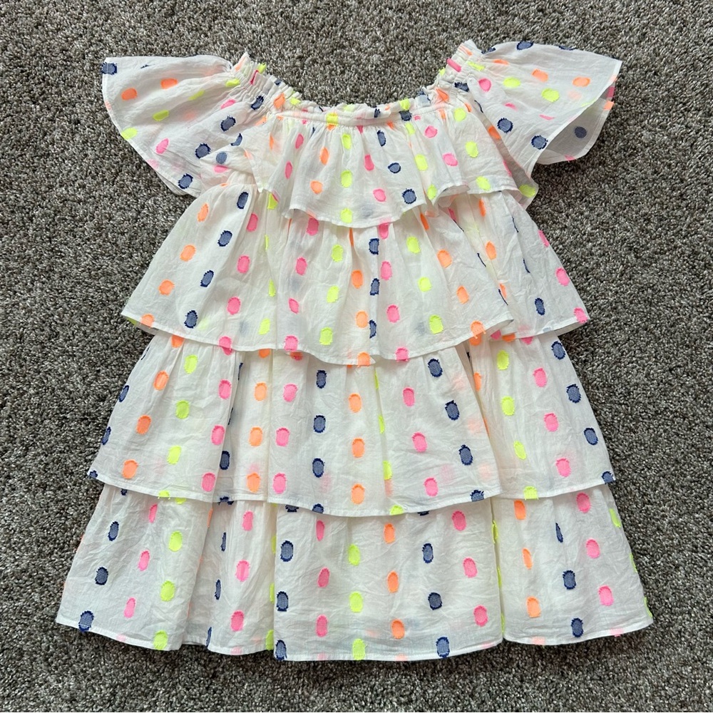 Mini Boden White Dress with Neon Accents